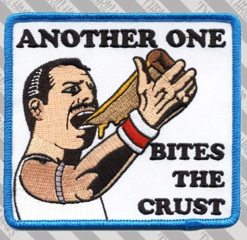 BITES THE CRUST ANOTHER ONE Embroidered Iron On Sew On Patches DIY Applique Embroidery Patch Wholesale Free Shipping