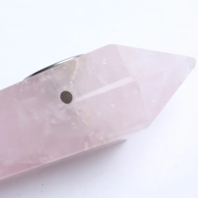 HJT Hele nieuwe novelt Carb Gat pijpen natuurlijke Roze KRISTAL quartz Tabakspijpen healing Hand Pijpen POUCH4088175