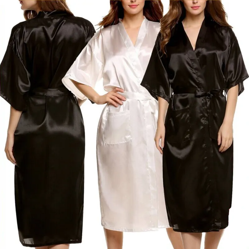 H Wholemens Womens Plus Size Longo Cetim Roupão de Banho Sexy Kimono Roupão de Seda Peignoir Homme Vestido para Homens Verão Rob2055770