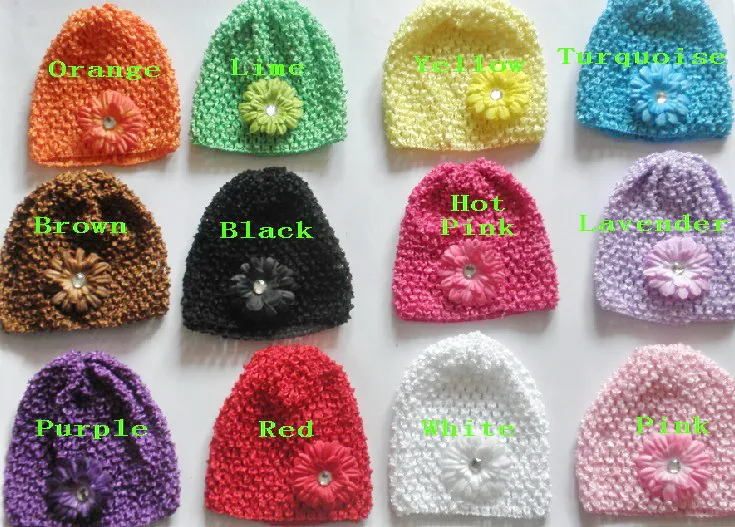 10 sztuk Baby Waffle Crochet Hats Hair Flowers Clips Sunny Soft Toddler Beanie z 2 "Mini Daisy Flower Stretch Caps Feshion Hot Sprzedaj MZ9112