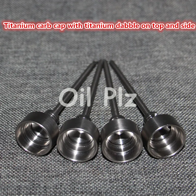 Handverktyg 1 Hole Ti Carb Cap med platt tips Dabber 14 18mm Titancials Dabbers Dombess Titanium Nails