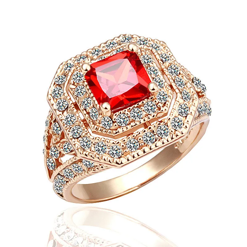 Mode cluster ringen zirkoon 18 k rose gouden diamant ring hot selling glanzende ring met fabrieksprijs