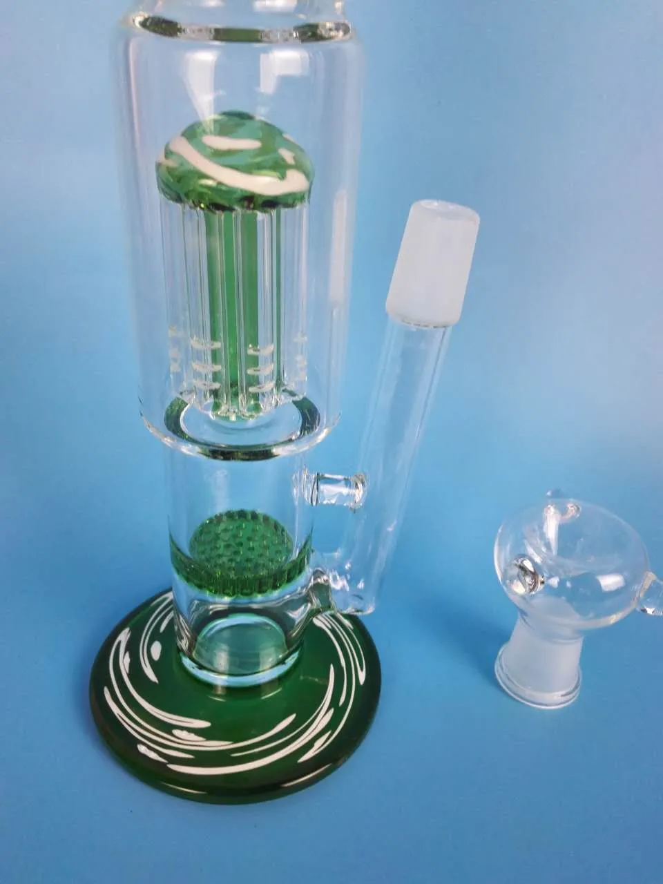 h : 34 무료 배송 유리 포크 유리 벌집 필터 유리 물 파이프 물 파이프 브랜드, h : 38cm d : 5cn /4.5cm.green