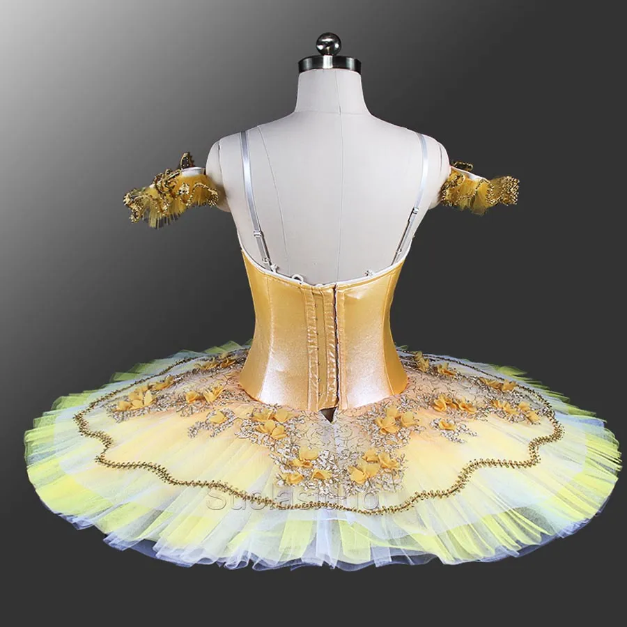 Sugar Plum Fairy Professionelles Ballett-Tutu, Pfirsichfee, klassisches Pfannkuchen-Tutu, YAGP-Wettbewerbs-Tutu, Gold, klassisches Tutus SD0055305y