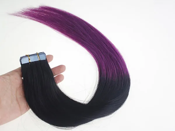 Hot Sale 16inch till 24inch Ombre Remy Tape In Hud Human Hair Extensions, Remy Tape Hair Extensions, 20st / Bag 30g, 40g, 50g, 60g, 70g / påse 1bag / 