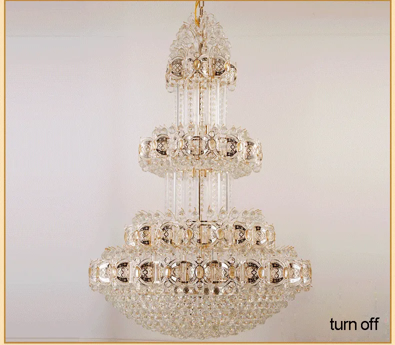 Modern Crystal Chandeliers Golden Crystal Chandelier Lights Fixtur Lång LED -lampor Hotelllobby Luxury Shining Villa Home inomhusbelysning