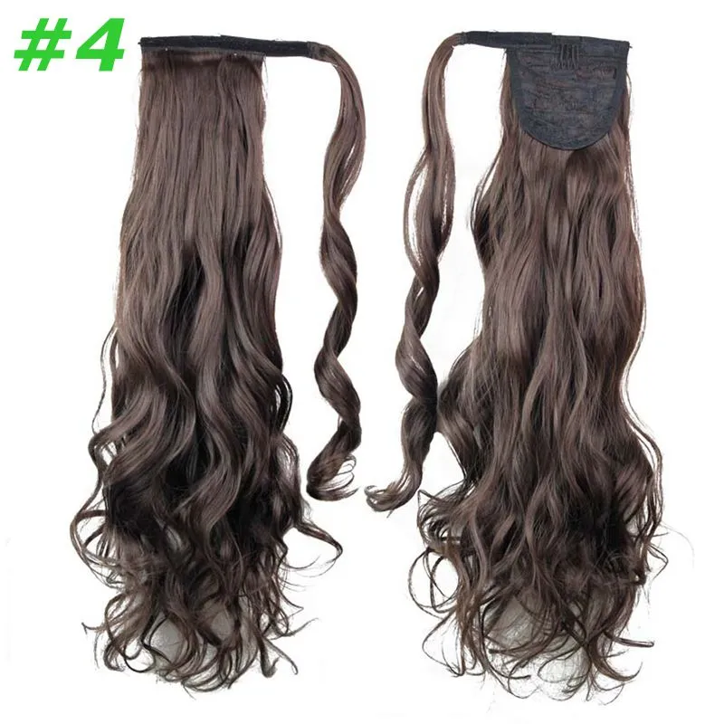 Clip PoneyTail Extensions de cheveux Synthétiques Morceaux de cheveux ondulés bouclés 24Inch 120g Dessin Pony Tails Femmes Mode