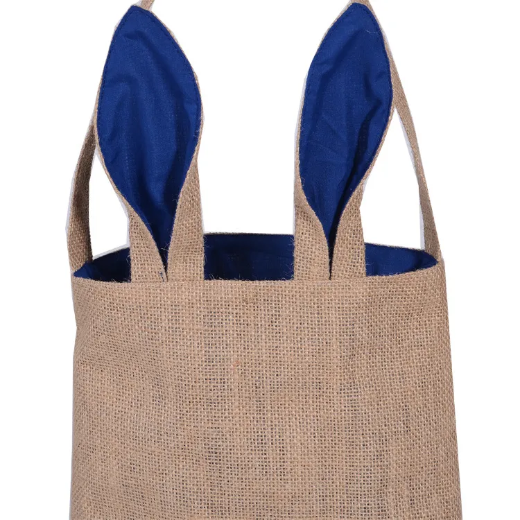 Bomull Linen Kanfas Påskägg Bag Kanin Kanin Öra Shopping Tote Barn Barn Jute Tyg Presentväskor Handväska Festivt Tillbehör