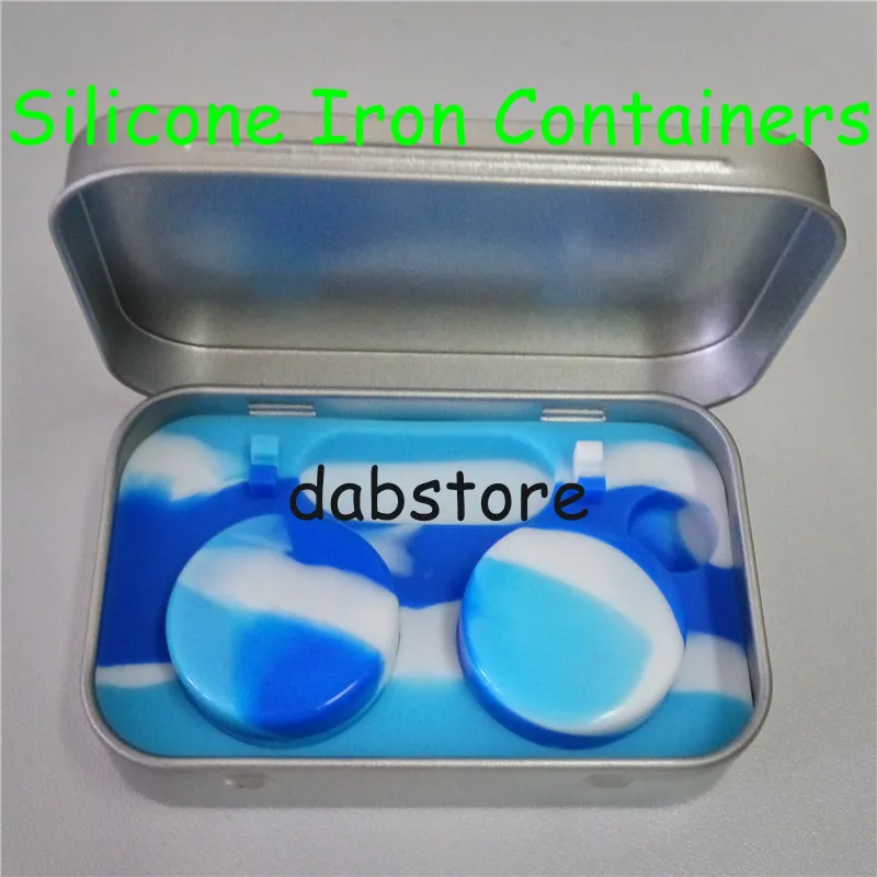 5ml silicone dab wax containers with dabber tool in one iron box ,silicone smoking pipes DHL