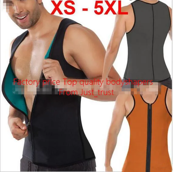 Hot Mannen Ultra Sweat Cincher BodyShapers Zipper Vest Shaper Corset Afslanken Verbranding Dikke Neopreen Rubber Latex Herenkachel