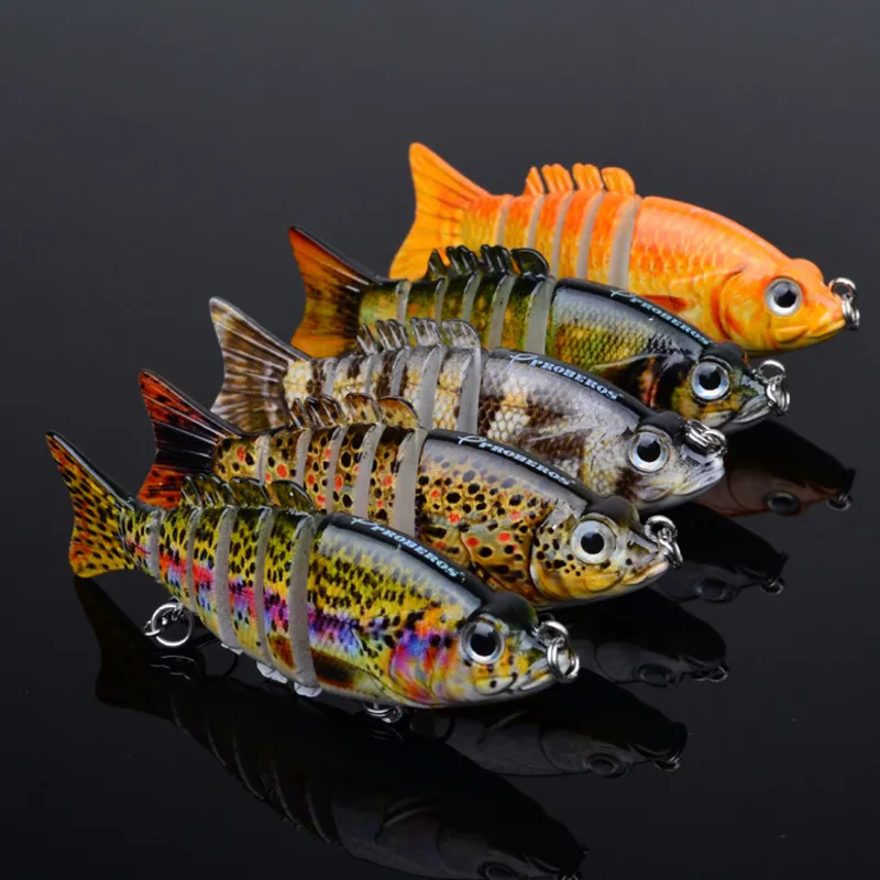Leurre de pêche en plastique multi-articulé, appât artificiel idéal pour la pêche au bar, avec hameçons d'évier, de haute qualité, 5 couleurs, 9cm, 11g