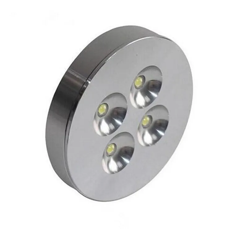 30st / lot Högkvalitativ 4W LED Pucklampa 4X1W Dimbar Pucklampa LED-skåplampa 120 grader AC85-265V / AC110V / AC220V / AC230V CERSH