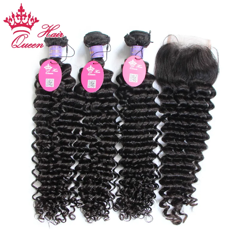 Queen Hair Products Malaysian Virgin Human Hair Weft Tangle Free Deep