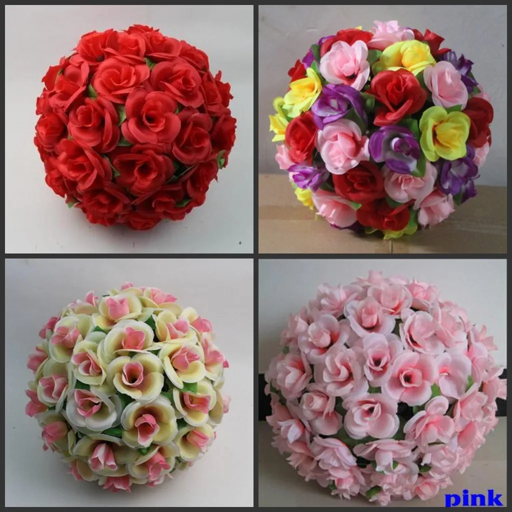 Centre de table de mariage en soie Rose, 8 pouces (20cm), boule de fleurs suspendue, boule de baiser, fournitures de décoration Pomander
