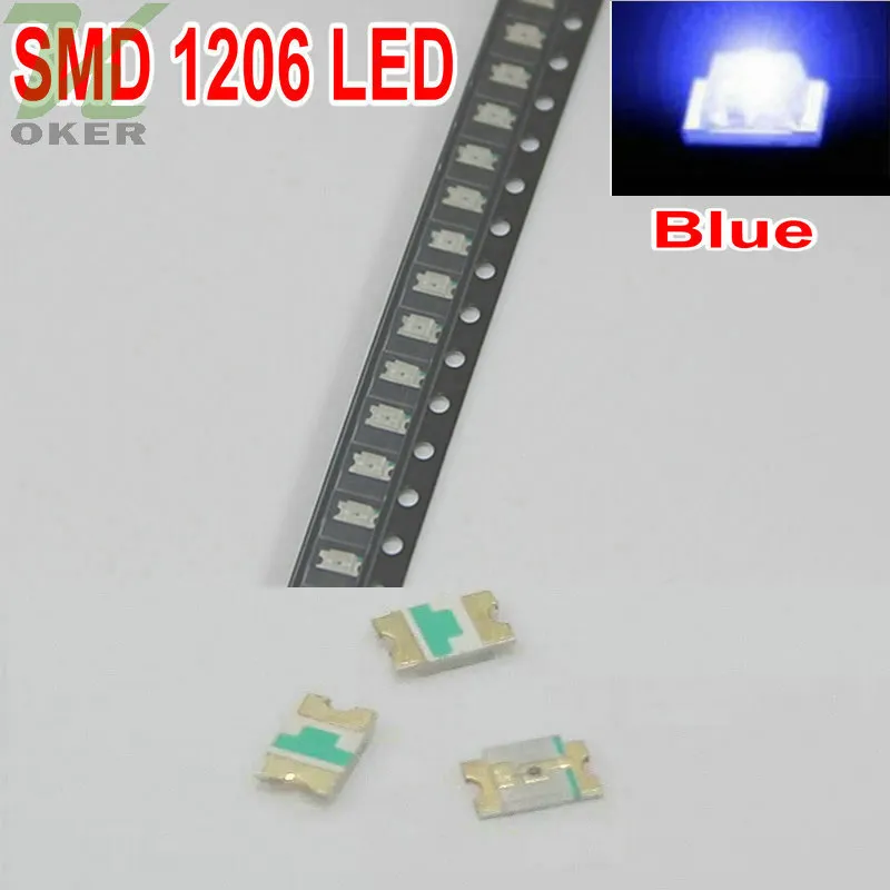 3000 pz/bobina SMD 1206 (3216) LED blu lampada diodi ultra luminosi