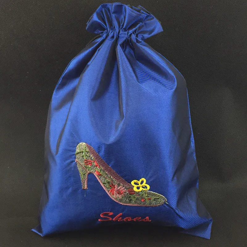 Embroidery High Heels Drawstring Shoe Bags For Travel Sports Storage