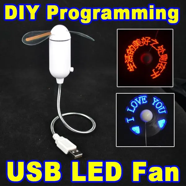 DHL mode USB ventilateur LED USB Gadget rouge/vert/bleu lumière Flexible LED refroidisseur bricolage USB boîtier tous caractères Messages pour ordinateur portable