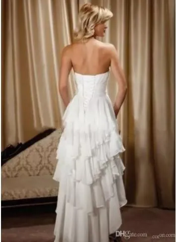 Ny ankomst Short Front Long Back Sweetheart Chiffon High Low Country Western Wedding Dresses339n