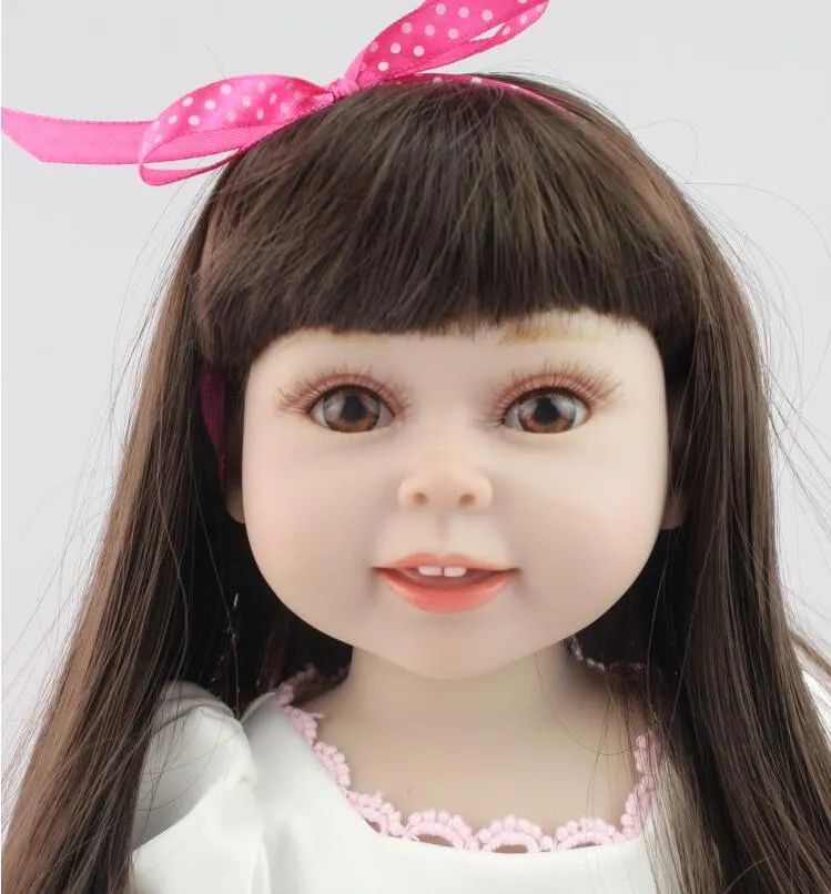 Полный винил Reborn Baby Doll18 дюймов /45 см ручной работы Марка американская кукла Lifesize Reborn Baby Doll игрушки девушки Рождественский подарок