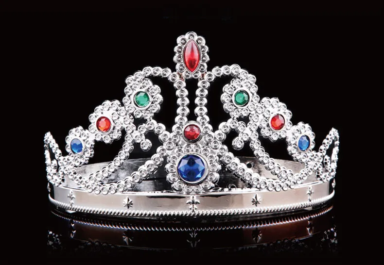 Luxury Crystal Diamond King Queens Crown Taper Crown Hat For Cosplay