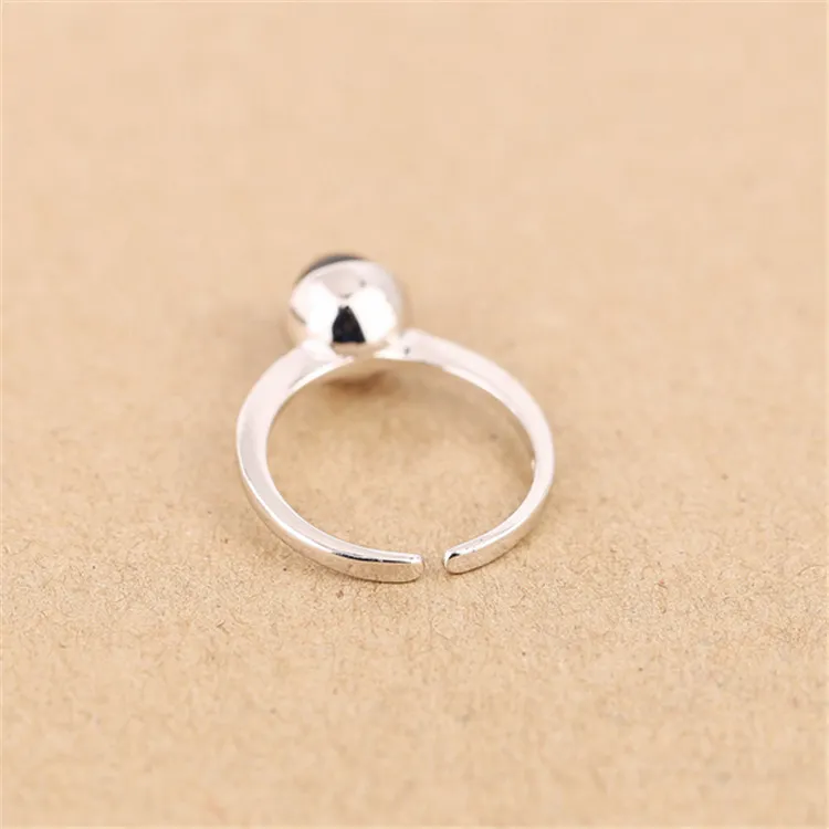 925 Fits European Jewelry Black Onyx Silver Rings Brand Fashion agate Finger Rings High Quality Open women ring Antiallergic 2.35g