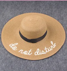 Womens Wide Brim Embroidery Straw Hat Beach Cap Foldable Sun Hats 