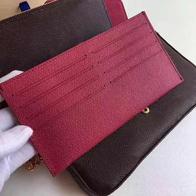 Designer axelväska kedjor handväska lyx dam clutch Handväska med lock i äkta läder Kuvert minipaket dam telefon plånböcker korthållare felicie plånbok på kedja