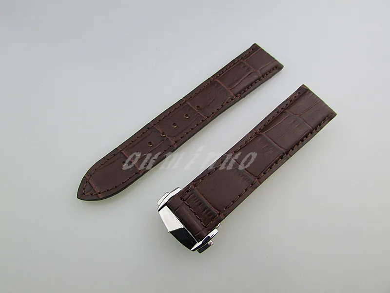 20mm ou 22mm Novo Bandas de relógio de couro genuíno de alta qualidade e marrom