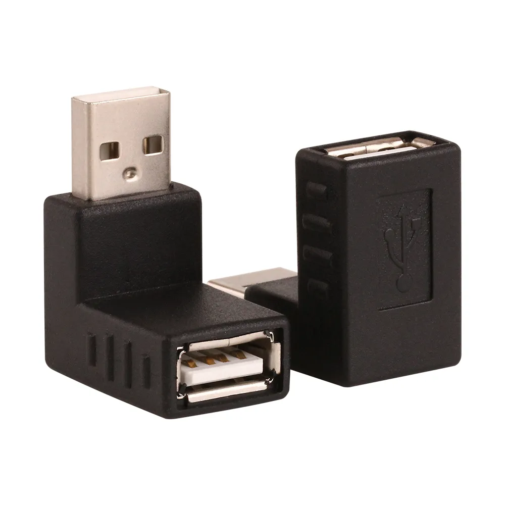 ZJT42 90 gradi USB 2.0 A maschio a femmina Sopra l'adattatore USB 2.0 AM/AF Connettore per laptop PC Computer Nero