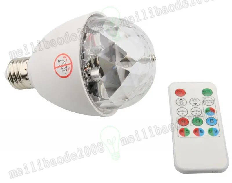 3W E27 Disco Ball Lampa RGB Obrotowy Efekty LED Party Bulb Stage Lights Do Family Birthday Festival Decoration, zdalnego sterowania WL