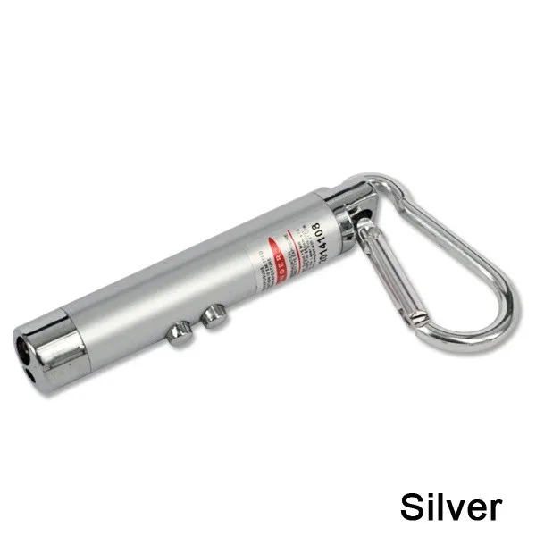 Mini lampe de poche carabiner key cha￮ne mini 3 IN1 LED multi-couleurs cha￮ne de cl￩s Mini lampe de poche rouge Pointeur de pointeur de poche mini-d￩tecteur d'argent