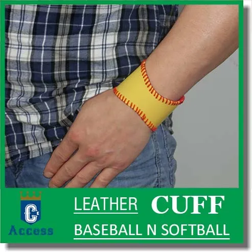 2017 Softball Baseball Leather Wristband Bangle Cuff Bracelet