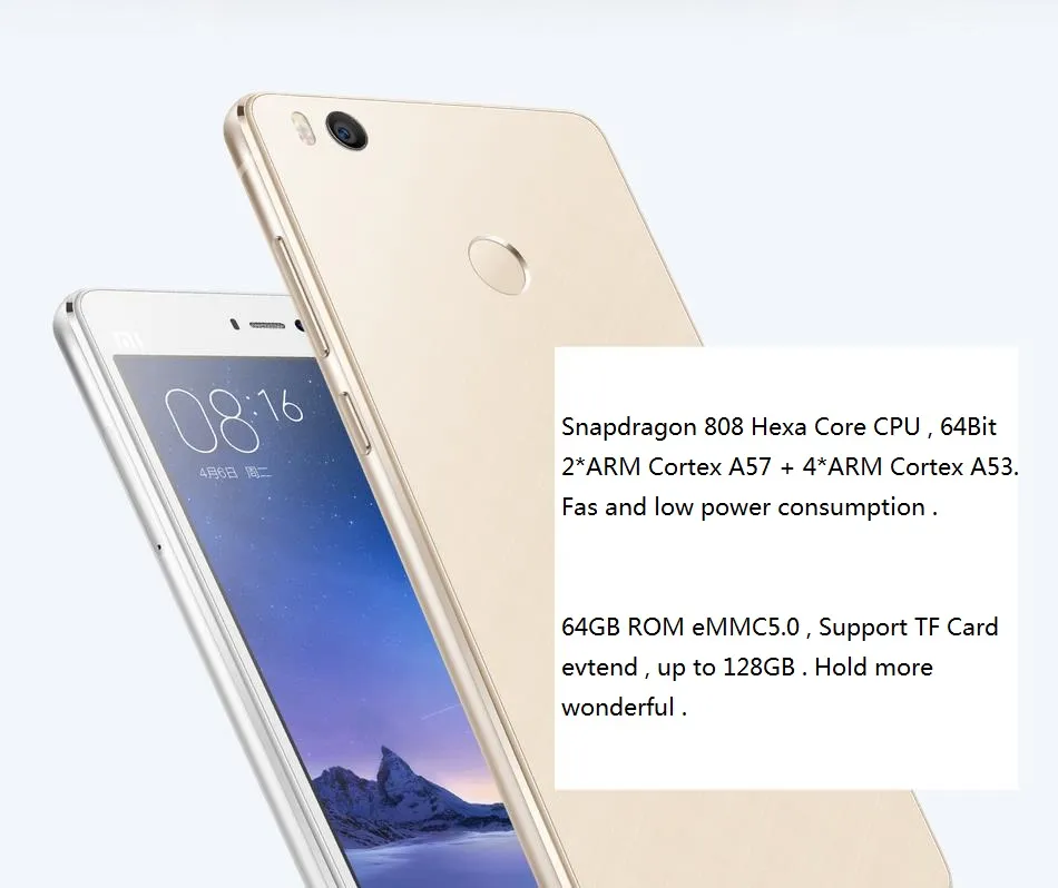 Original Xiaomi Mi4s MI 4S 4G LTE Telefone Móvel 3GB RAM 64GB ROM Snapdragon 808 Hexa Core Android 5.0 "13.0MP ID de impressão digital ID inteligente