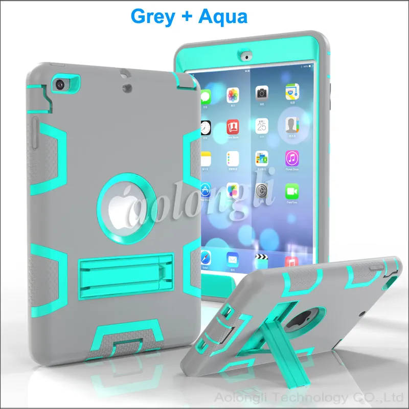 Custodia protettiva antiurto 3 in1 Robot Defender Robot PC ibrido + cavalletto in silicone Custodia protettiva schermo Custodia posteriore iPad Mini 2 min3