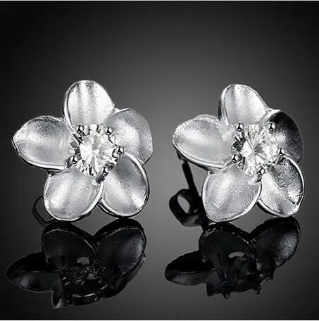 Autriche Cristal Fleur Boucle D'oreille 925 Argent Plaqué Charme Beau Bijoux Simulation Pierre Boucles D'oreilles Petite Fleur