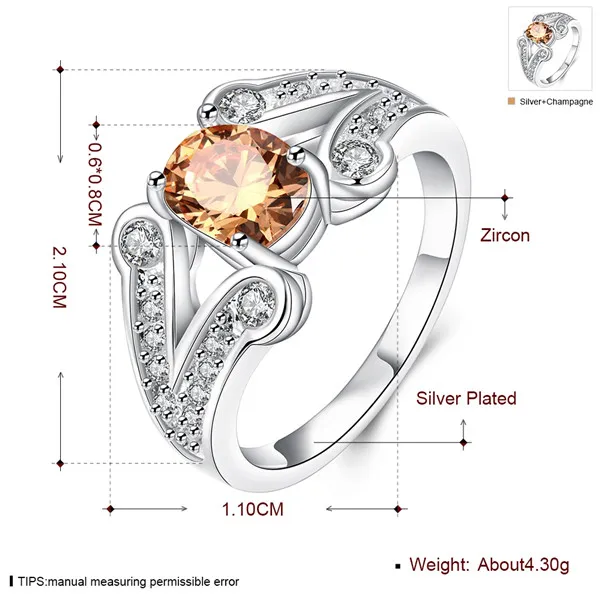 Damenliebe Volldiamant Doppel-V mit Stein Ring 925 Silber Ring STPR011-Ein brandneuer Champagner-Edelstein-Fingerring aus Sterlingsilber