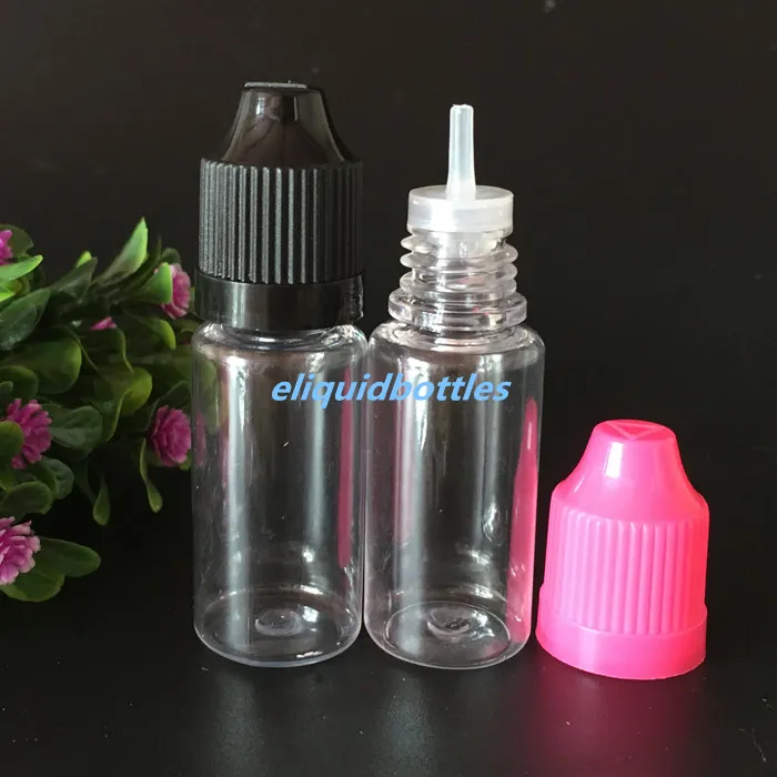PET Plastic E liquid Bottle 10ML Empty Ejuice Bottles Colorful Childproof Caps Dripper Tips DHL Free