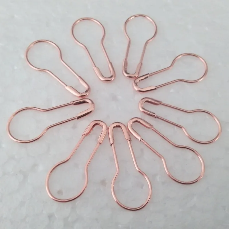 new arrive rose gold color pear shaped safety pin good for craft and stitch markers, hang tags