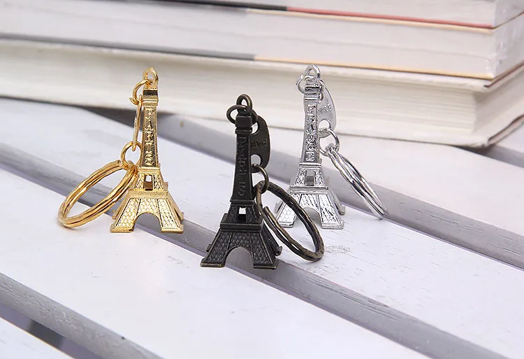 Vintage Eiffel Tower Keychain stamped Paris France Tower pendant key ring gifts Fashion key chain Gold Sliver Bronze9880042