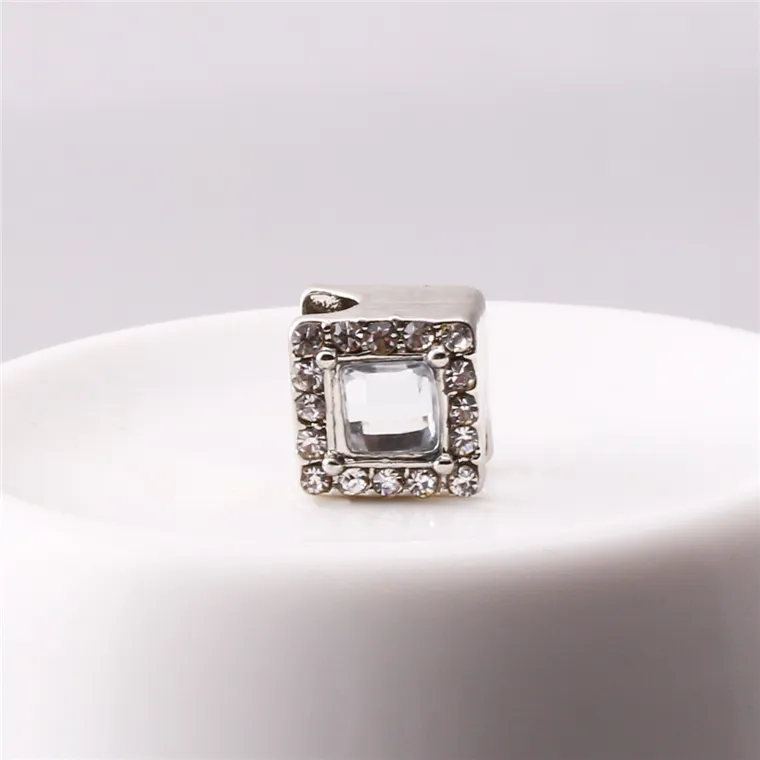 Nya 18kgp kub diamant pärlor DIY smycken silver änglar Stora hål kristall pärlor för armband halsband tillbehör smycken