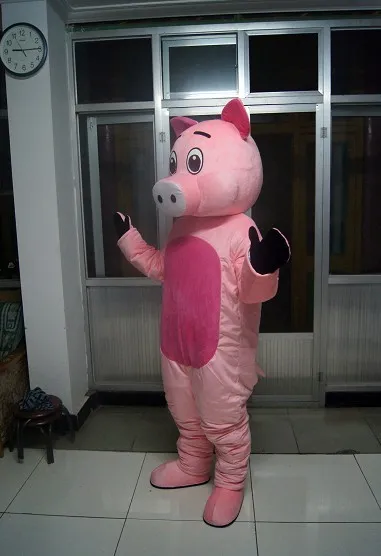 Haute qualité Real Pictures Deluxes costume de mascotte de cochon rose costume de mascotte en dollars américains taille adulte livraison gratuite directe d'usine