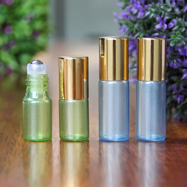 3ML Roll On Bottle Pearl Lustre Colours Rollon Metal Roller Ball Bottle Olio essenziale Fragranza liquida