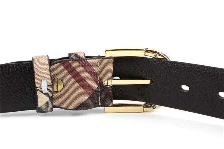 Fashion Wild Stripe Men Women Real Leather Belt Designer High Quality Waist Belts Metal Pin Buckle Strap