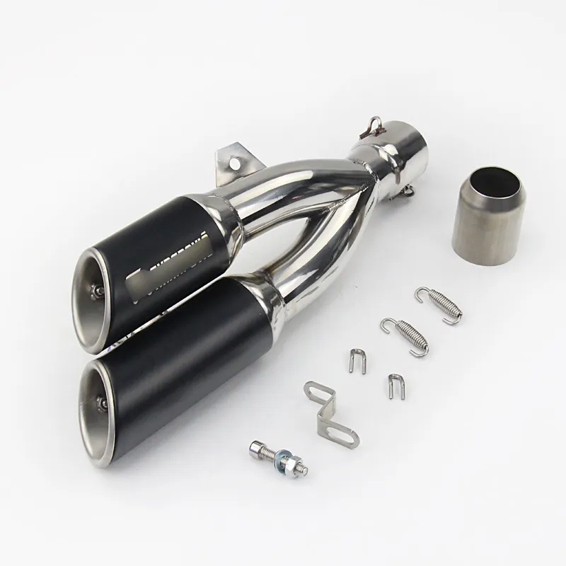 38-51 mm Evrensel Motosiklet Egzoz Borusu Çift Outlet Egzoz Muffler Boru Kayması Kir Street Bike Motosiklet 319B