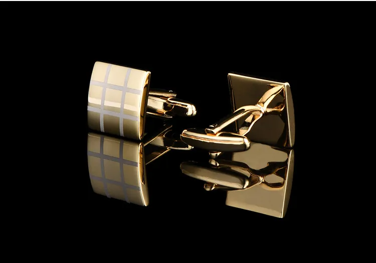 Gold Pattern Cufflinks square Cufflink 16mm French Cuff Links for wedding Father's day Christmas Gift 