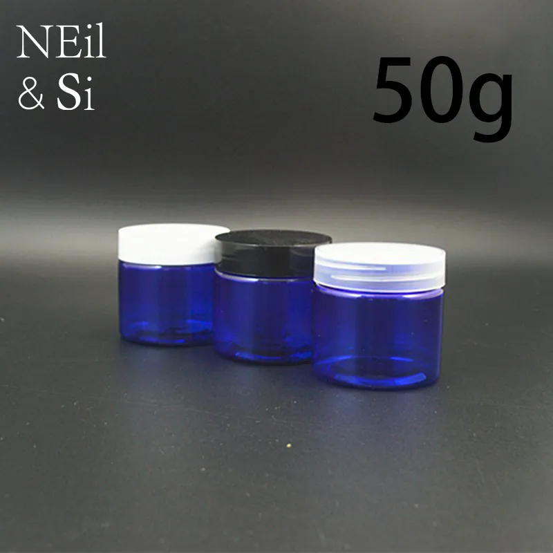 Blå 50g Plastkrämflaska Makeup Kosmetisk Batom Lip Oljeburk Refillable Pill Capsule Storage Containers Gratis frakt