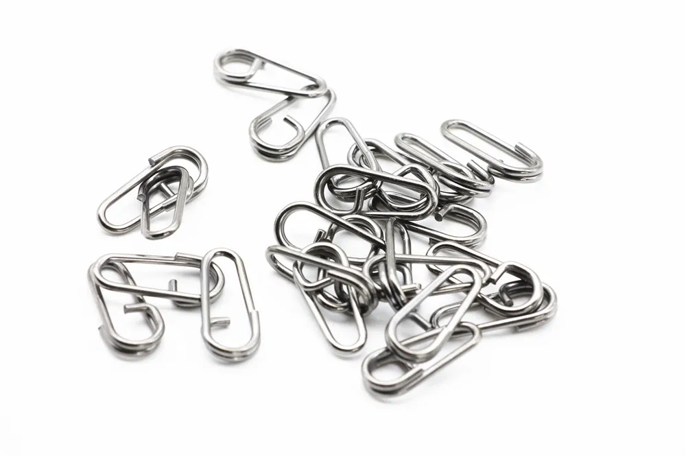 Rompin lot Stainless Steel bent dead Oval Split Rings Loop Lure Assorted Swivel Snap Fishing Tackle Connector 16 18 21mm2180982