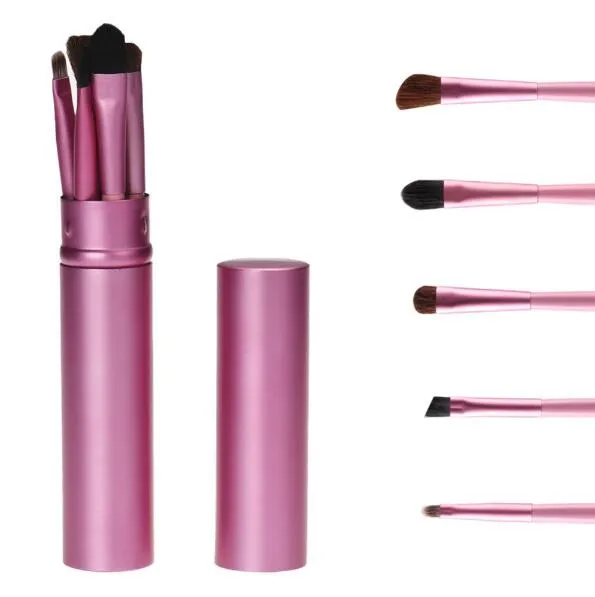Ny Professionell Pony Hair Eyeshadow Borstar Set Kit Svart 5 st Makeup Brushes för Eye Makeup Tool Kit + Round Tube Gratis frakt
