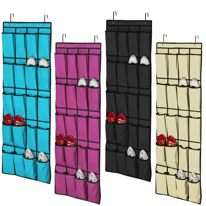 Top selling 20 Pocket Non-woven Fabric Over the Door Shoe Organizer Space Saver Rack Hanging Storage Hanger FREE SHIPPING