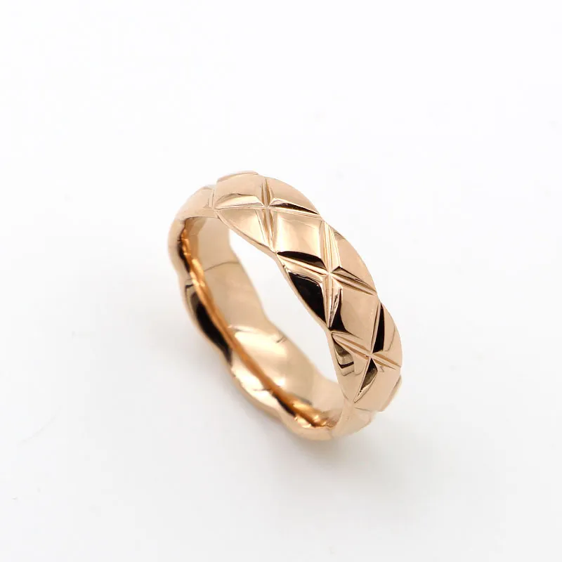 5.7mm 316L Stainless Steel fashion Cross rings cut mesh Jewelry for woman man lover rings 18K Gold-color and rose Jewelry Bijoux no logo